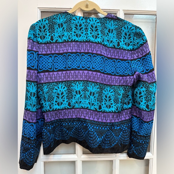 Vintage Lillie Rubin 100% Silk Art To Wear 80’s Blazer Jacket Size 8 Medium M - Picture 3 of 12